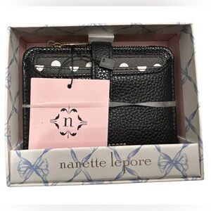 Nanette Lepore Black & White Polka Dot Bifold Wallet NWT